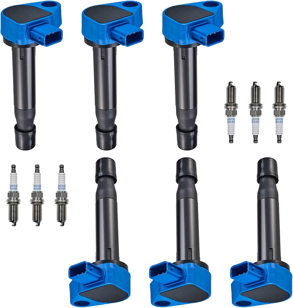 6pcs Ignition Coil Pack and Platinum Spark Plug for Acura Honda 1999-2005 3.0L 3.2L 3.5L V6 H2027