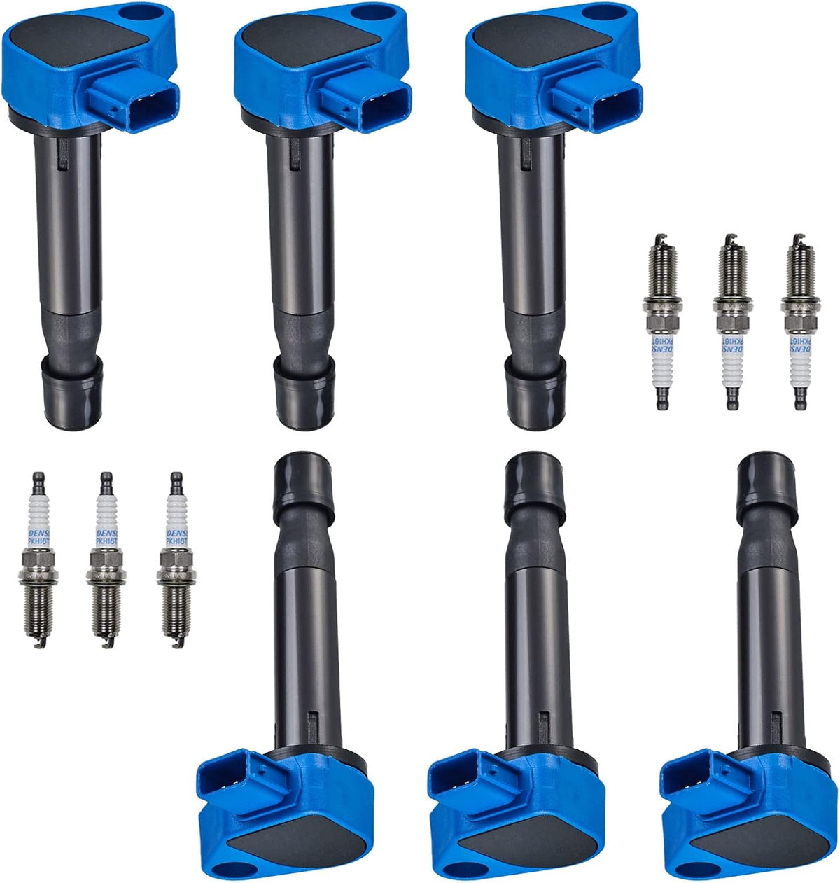 6pcs Ignition Coil Pack and Platinum Spark Plug for Acura Honda 1999-2005 3.0L 3.2L 3.5L V6 H2027