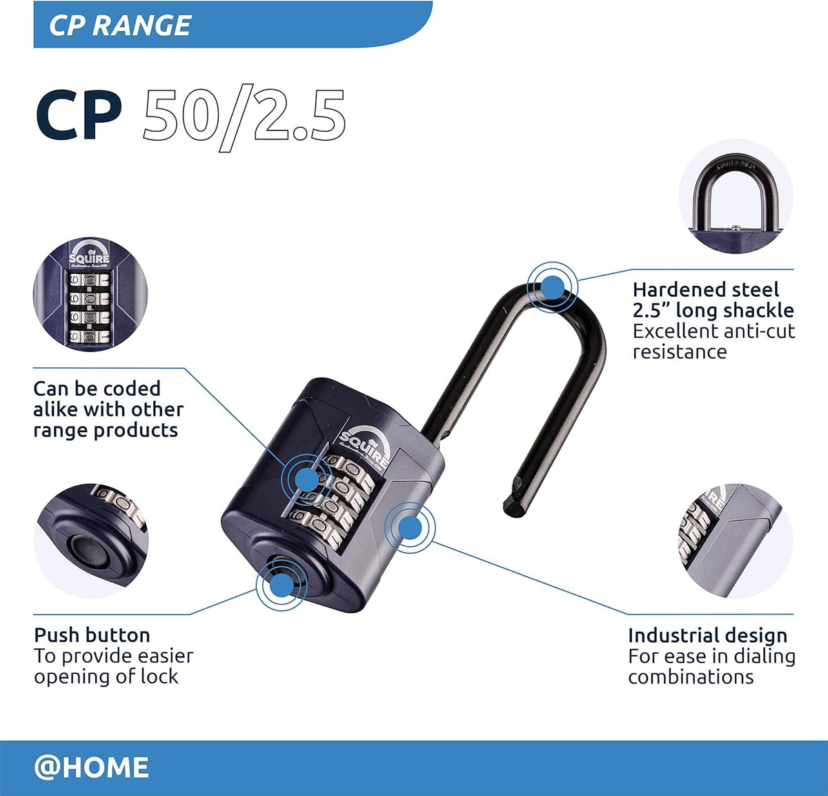 Blue 60 mm Alloy Steel 5 Wheel Combination Padlock, Pack of 2 O475193