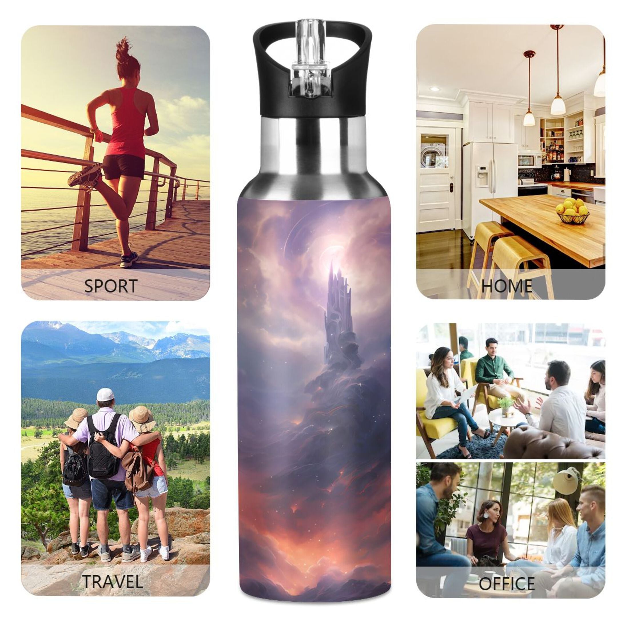 Stainless Steel Insulated Water Bottle with Straw Lid E704407