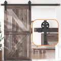 6FT Sliding Barn Door Hardware Track Kit Black Pack of 2 A176090