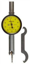 Pocket Type Dial Test Indicator, Horizontal Type, 8mm Stem Dia., Yellow Dial, 0-100-0 Reading, 33mm B47028