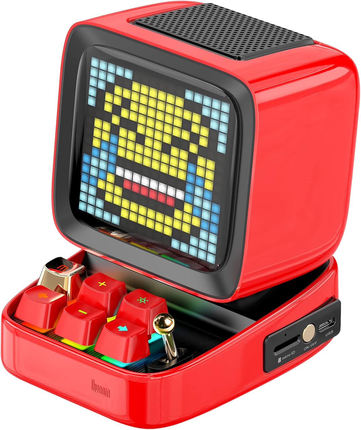 Blue Retro Pixel Art Bluetooth Speaker with 16X16 LED Screen W7716
