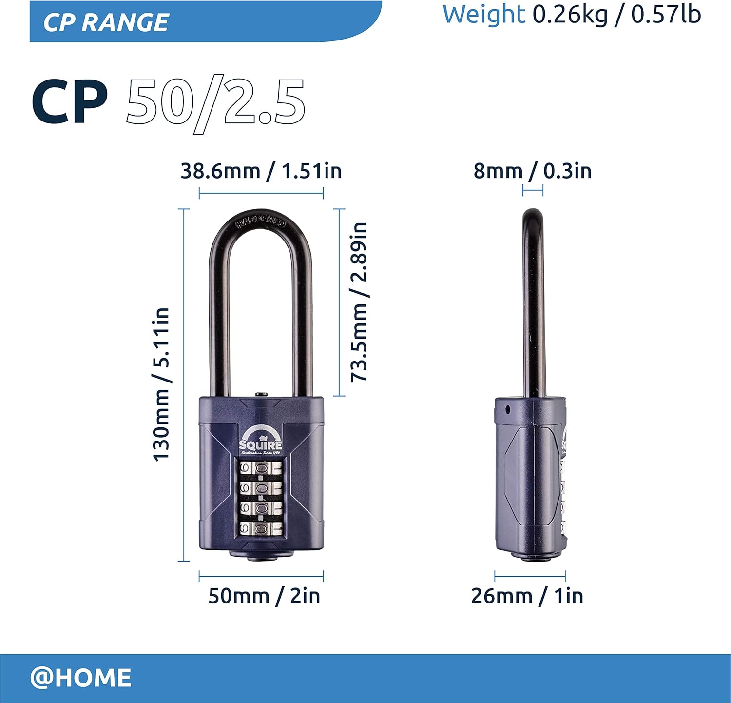 Blue 60 mm Alloy Steel 5 Wheel Combination Padlock, Pack of 2 O475193