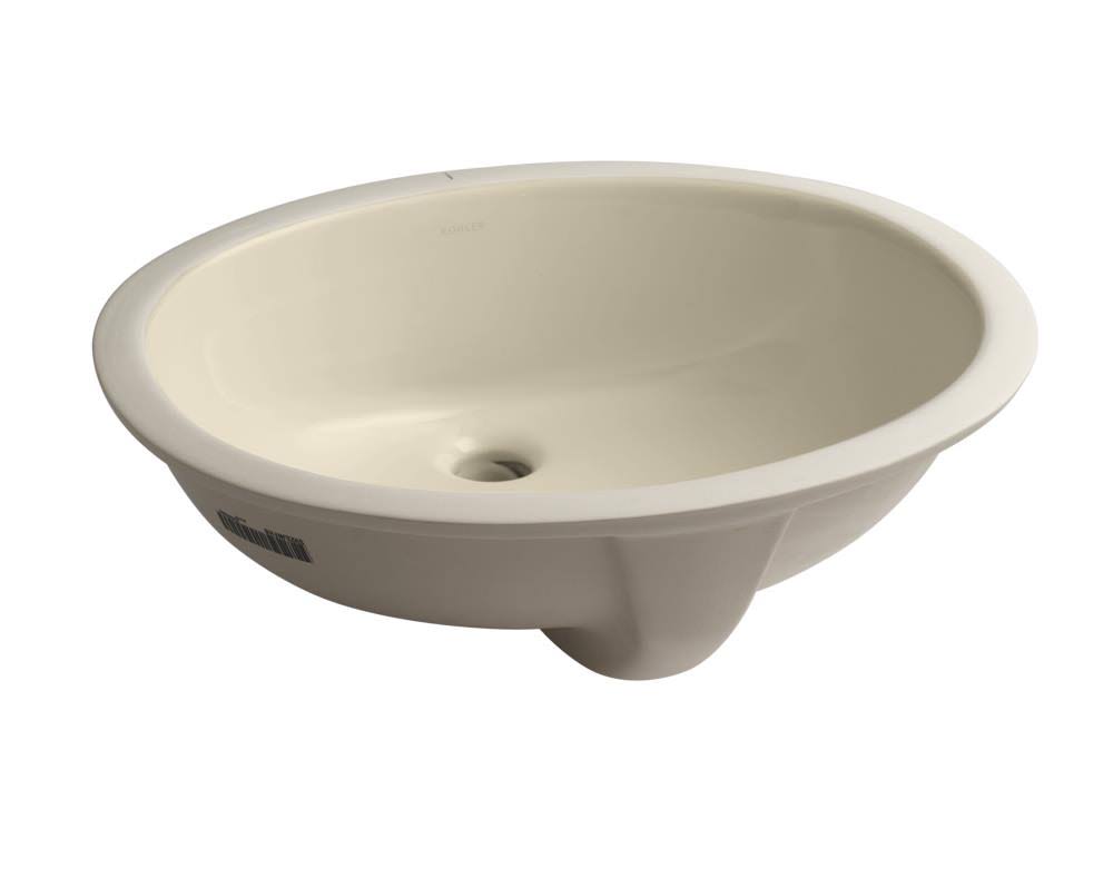 Almond Oval Undermount Bathroom Sink with Overflow I634