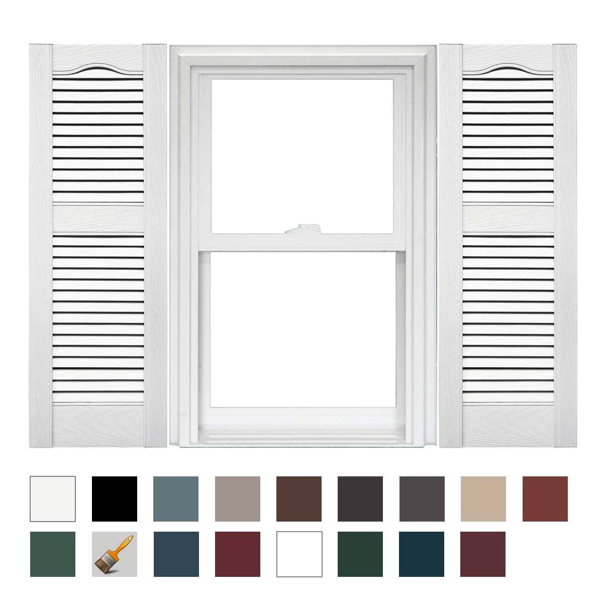 Open Louver Vinyl Shutters (1 Pair) 14.5 x 55 Bright White B87763