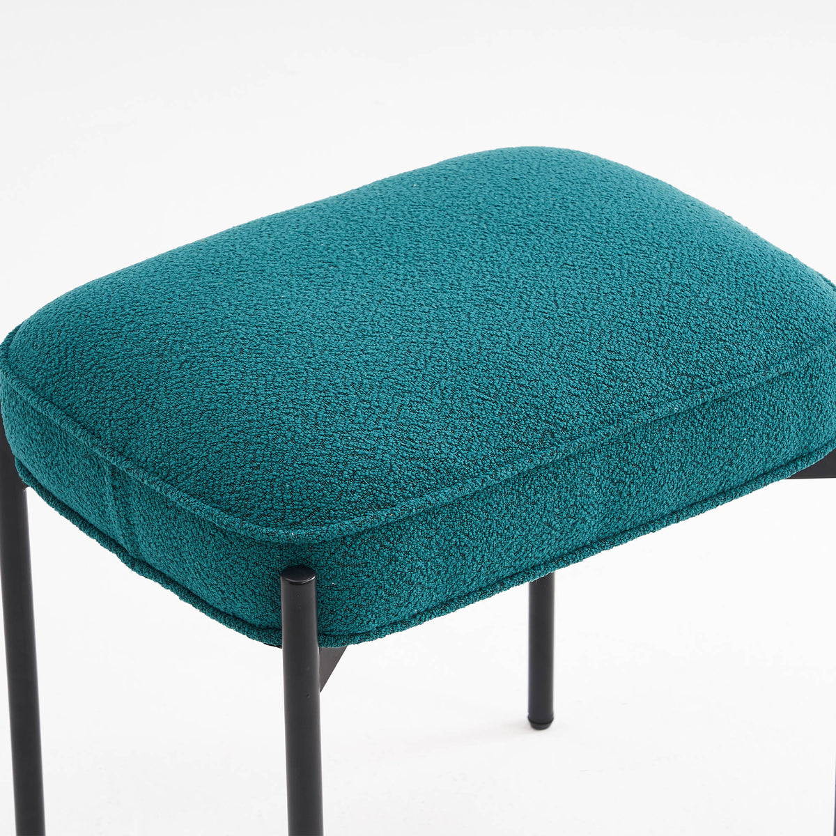 Pine Green Boucle Vanity Stool Ottoman W48103