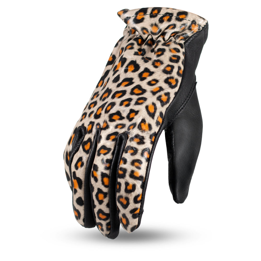 Black Leather Motorcycle Gloves V298