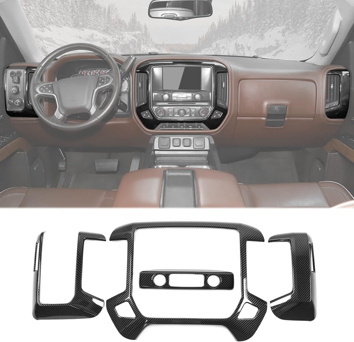 Carbon Fiber Dashboard Panel Trim Center Console Cover U37729