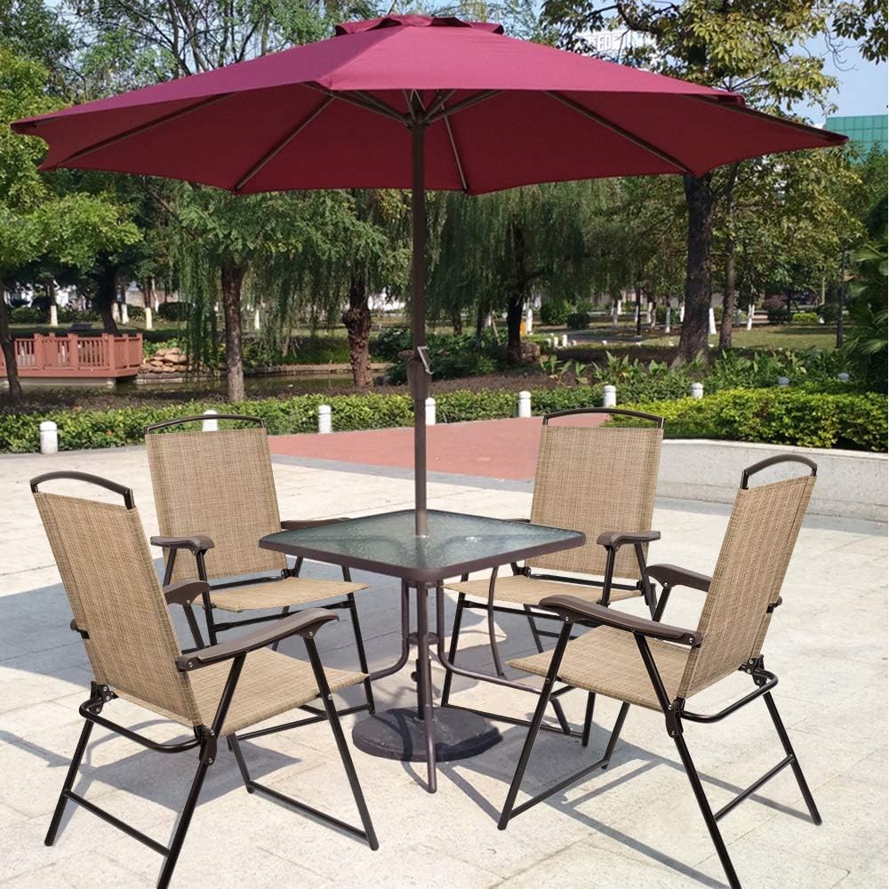 Beige Sling Back Folding Chair Set of 2 U91999
