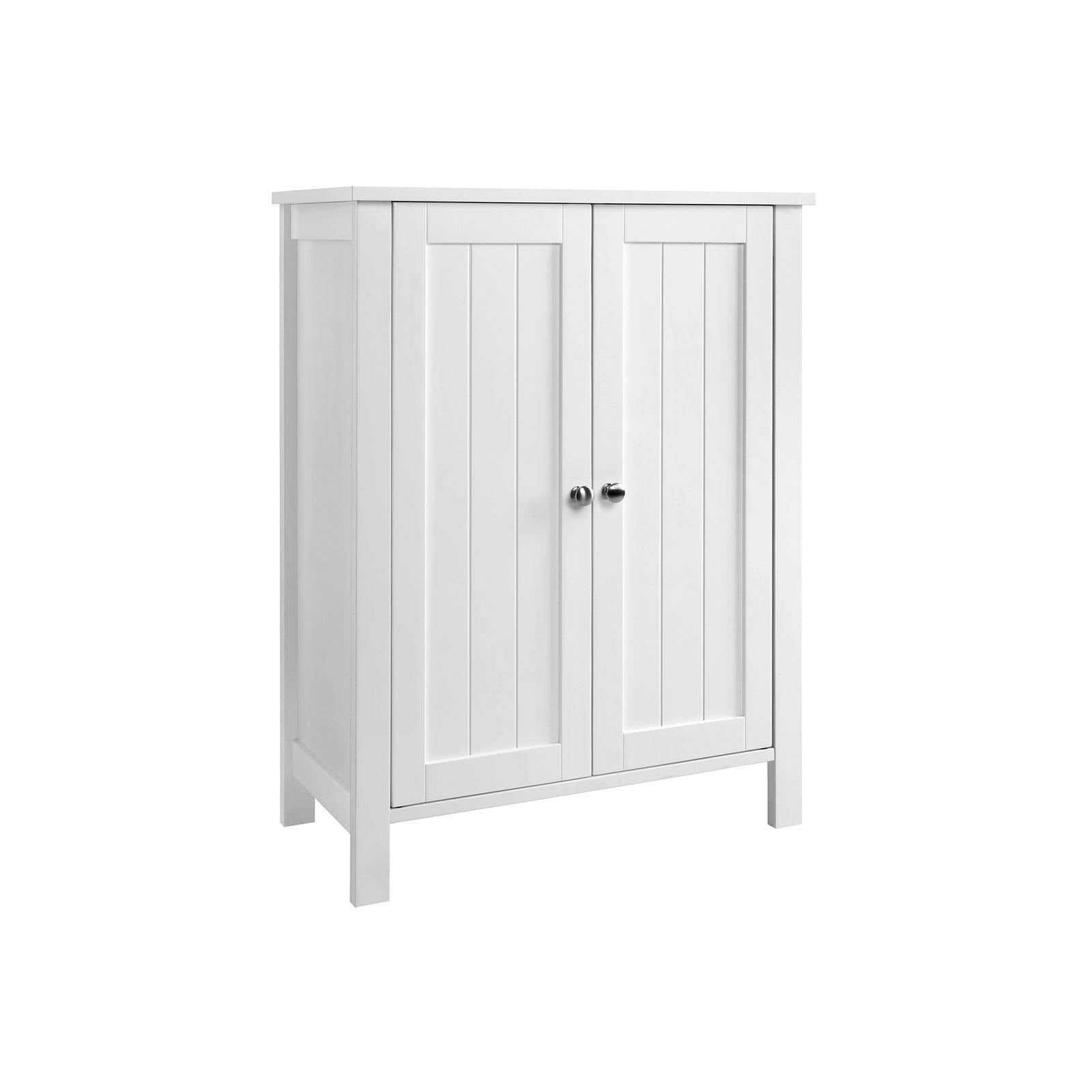 White Double Door Adjustable Shelf Bathroom Floor Storage Cabinet K124