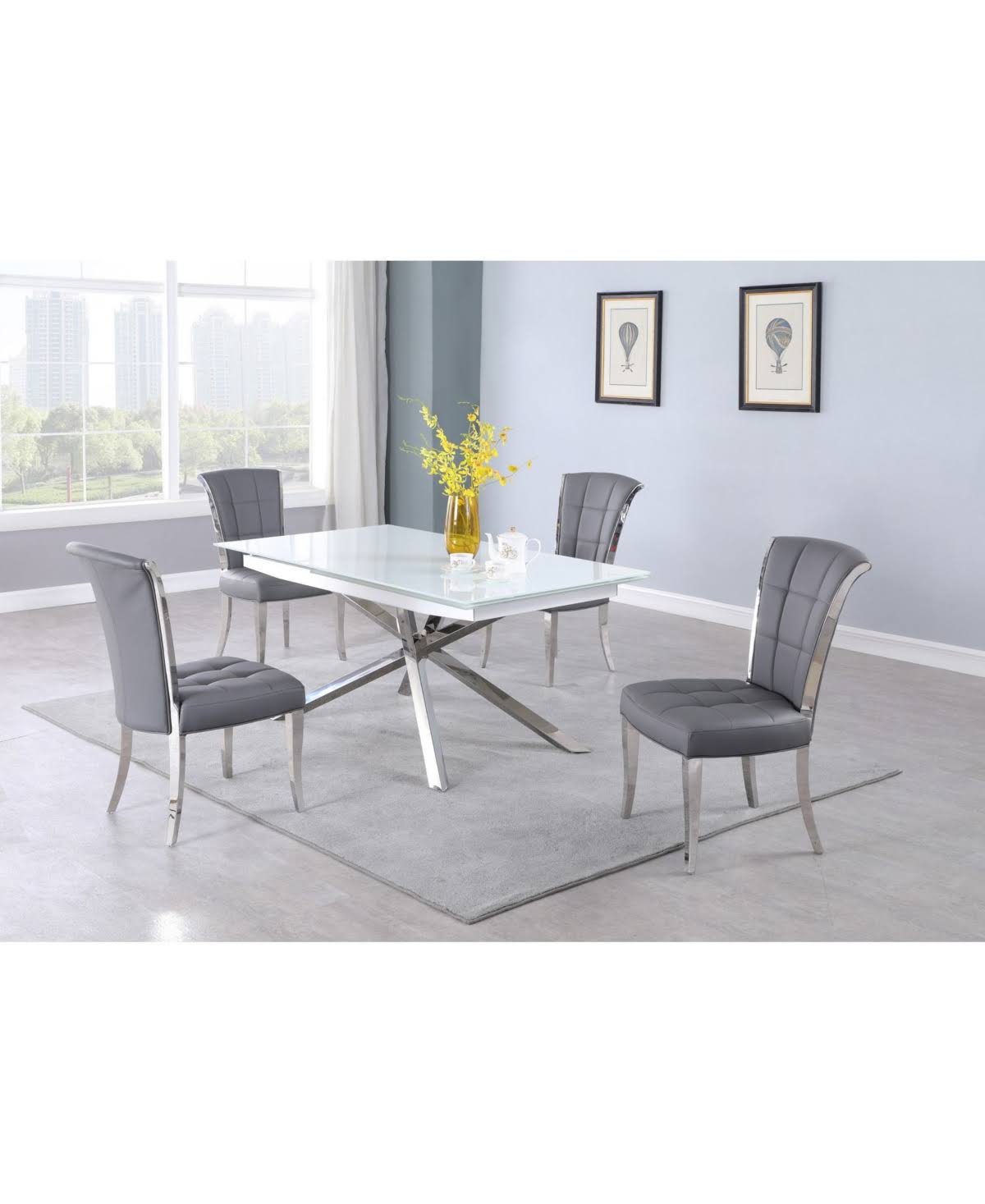 White Tufted Side Chair, Set of 2 E9803