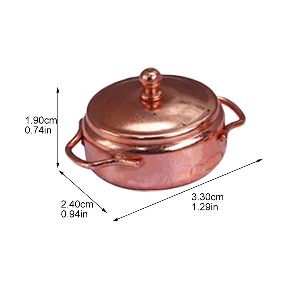 Mini Doll Furniture Metal Models Kids Educational Toys DIY Dollhouse Ornaments Pretend Cooking Pot B9118