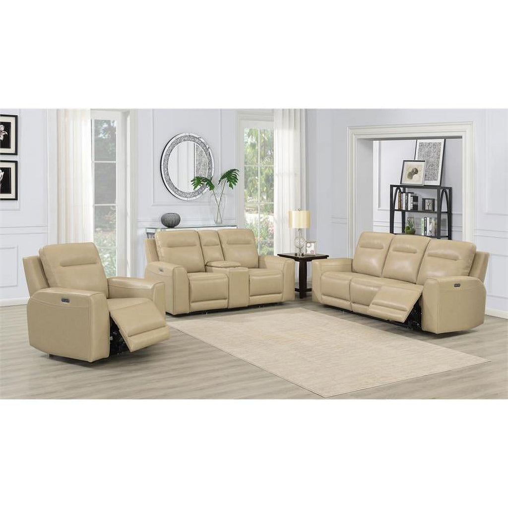 Beige Leather Power Reclining 3-Piece Set N9874