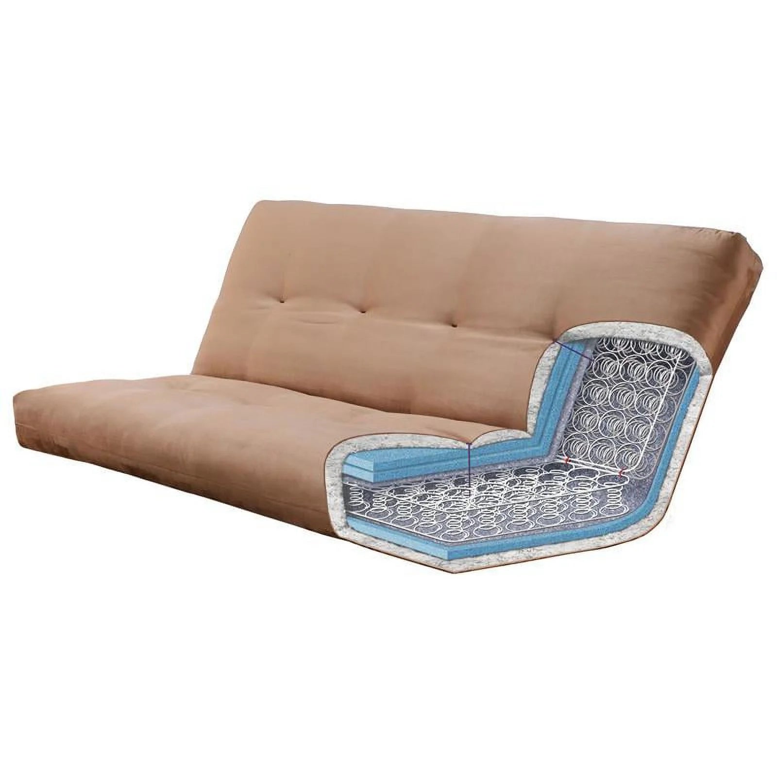 Queen-size Wood Storage Futon with Thunder Gray Mattress T24439