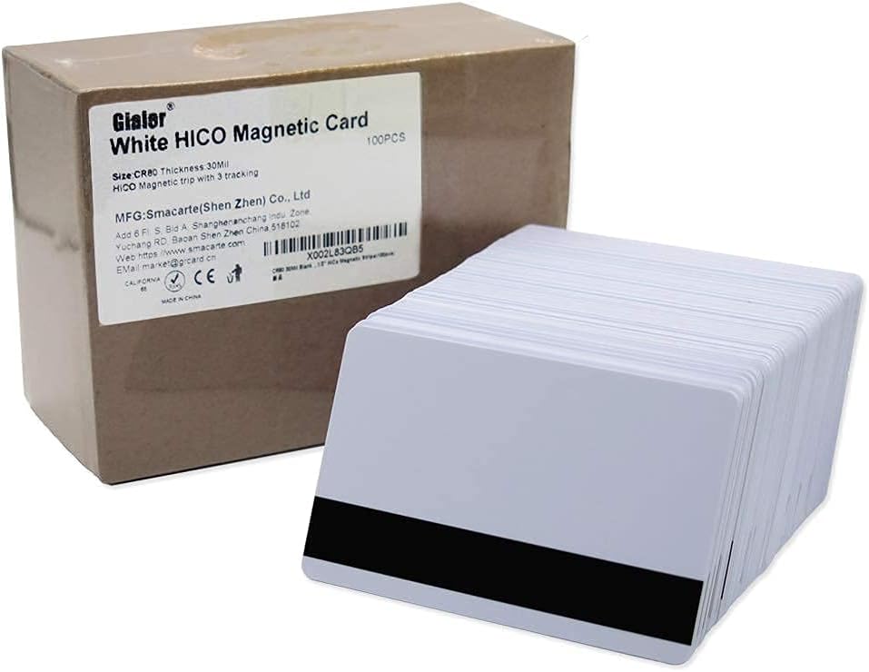 100 Pack White PVC Cards with Magnetic Stripe R255486