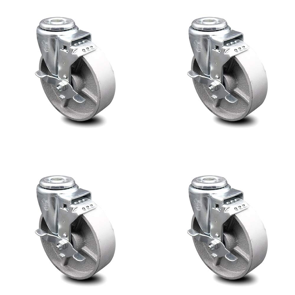 Semi Steel Swivel Caster with Total Locking Brake, 300 lbs Capacity, Pack of 2 K845
