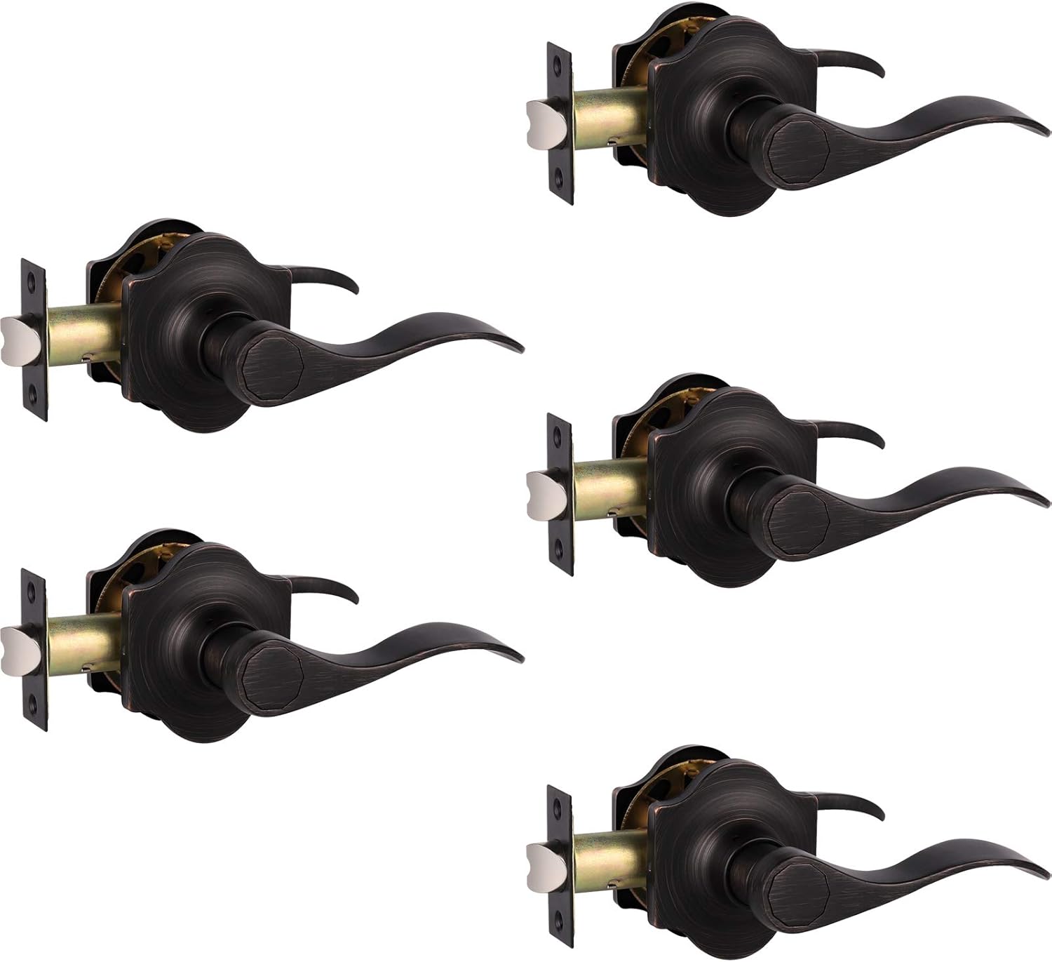 5 Pack Oil Rubbed Bronze Interior Door Lever H17320