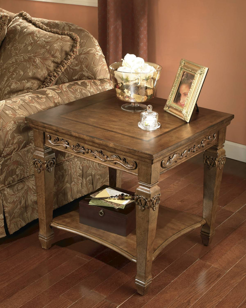Gray Black Rectangular End Table W49522