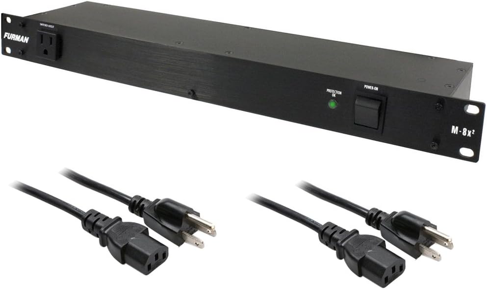 8 Outlet Power Conditioner & Surge Protector with 18 Gauge Electrical Extension Cable Pack of 2 H8940