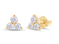 1/2 Carat Round Cut Lab Created Moissanite Three Stone Cluster Stud Earrings In 14k Yellow Gold Over Sterling Silver A9488