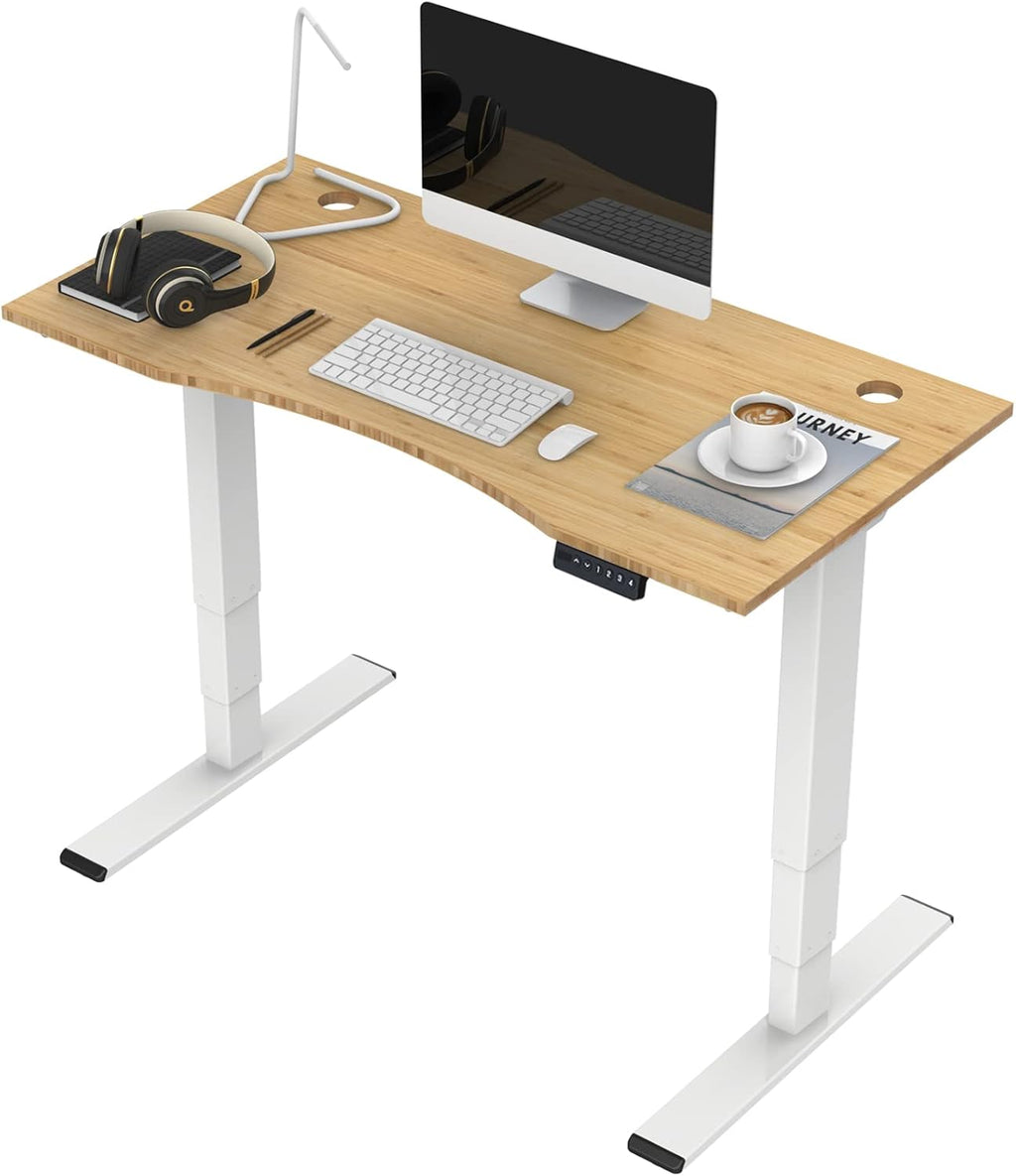 Electric Adjustable Height Standing Desk with Bamboo Top H86509