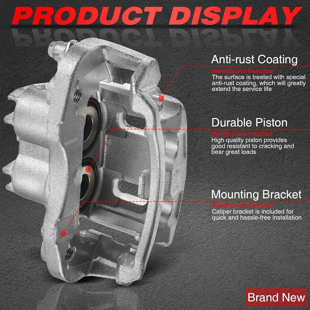 Set of 2 Rear Brake Caliper Assembly for Ford F-250 F-350 Super Duty 2000-2004 Excursion 2000-2005 S7650