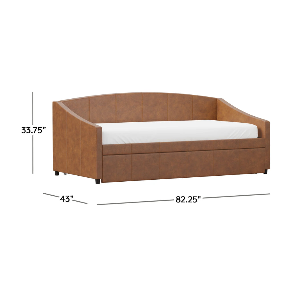 Saddle Upholstered Twin Daybed with Trundle I49205
