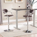 Bar Stools Set of 2, Counter Height, Fabric, Swivel Metal, Light Brown T714216