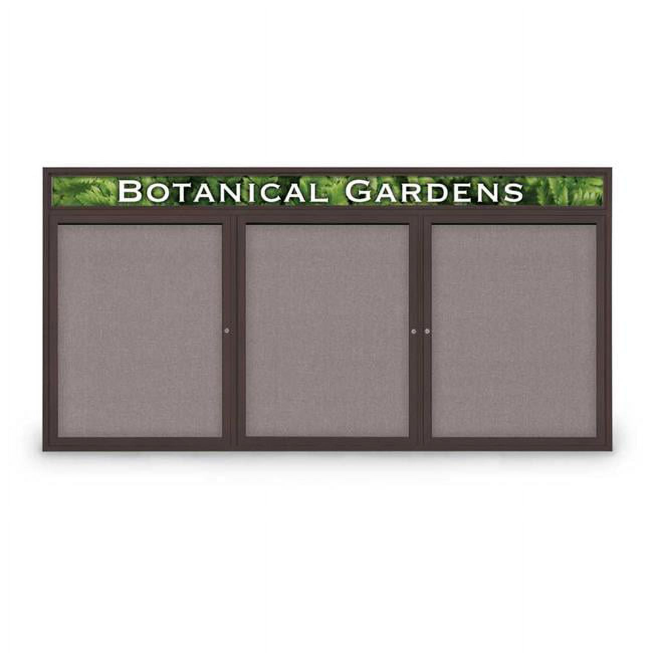 96 x 48 in. Triple Door Indoor Enclosed Corkboard with Bronze Anodized Aluminum Frame K39606