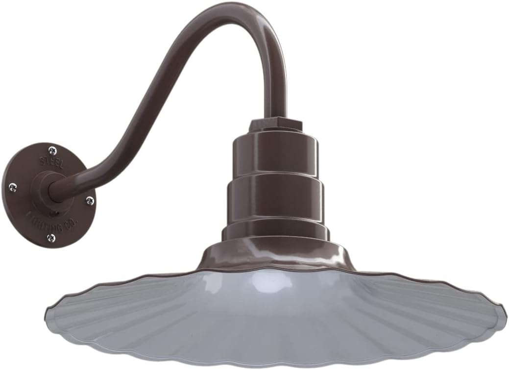 16 inch Radial Wave 23 inch Gooseneck Galvanized Barn Light G9700