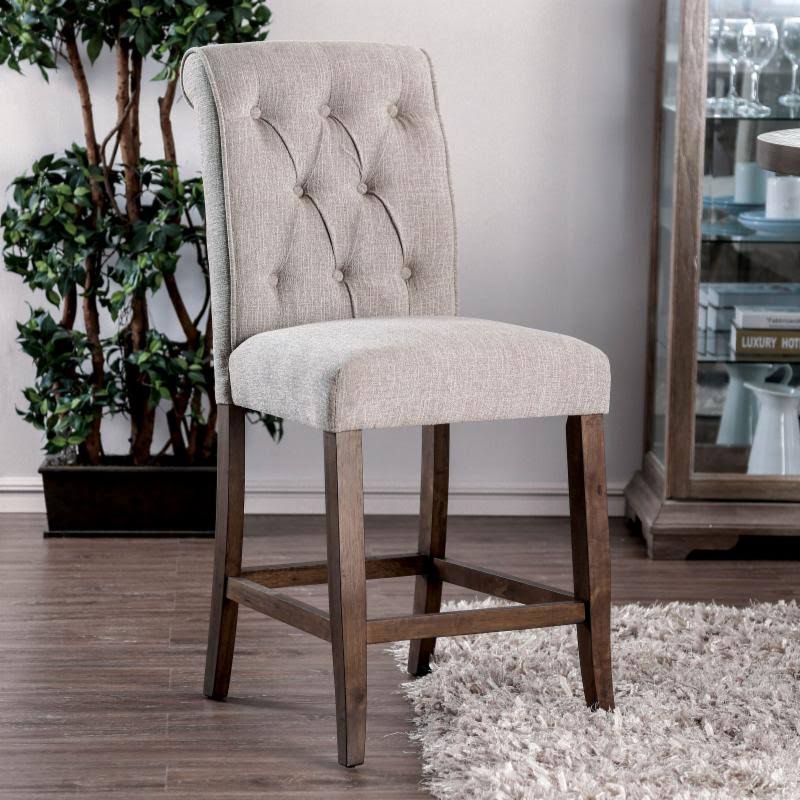 Scroll Back Button Tufted Counter Height Dining Side Chairs - Set of 2 H18311