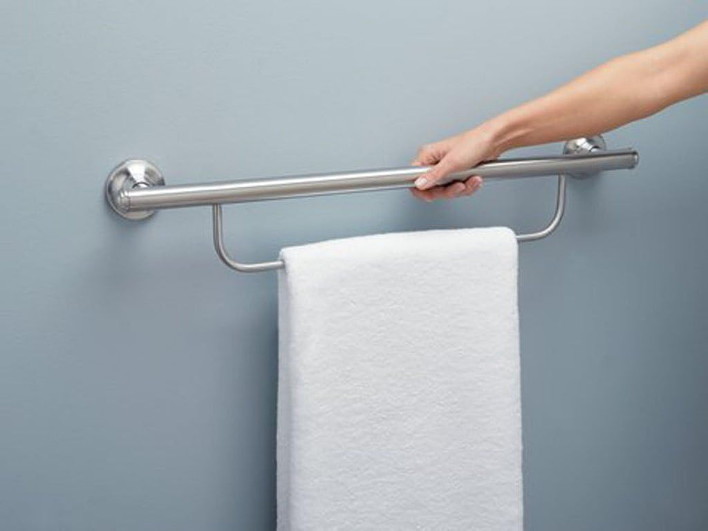 24-Inch Brushed Nickel Grab Bar with Towel Bar X45516
