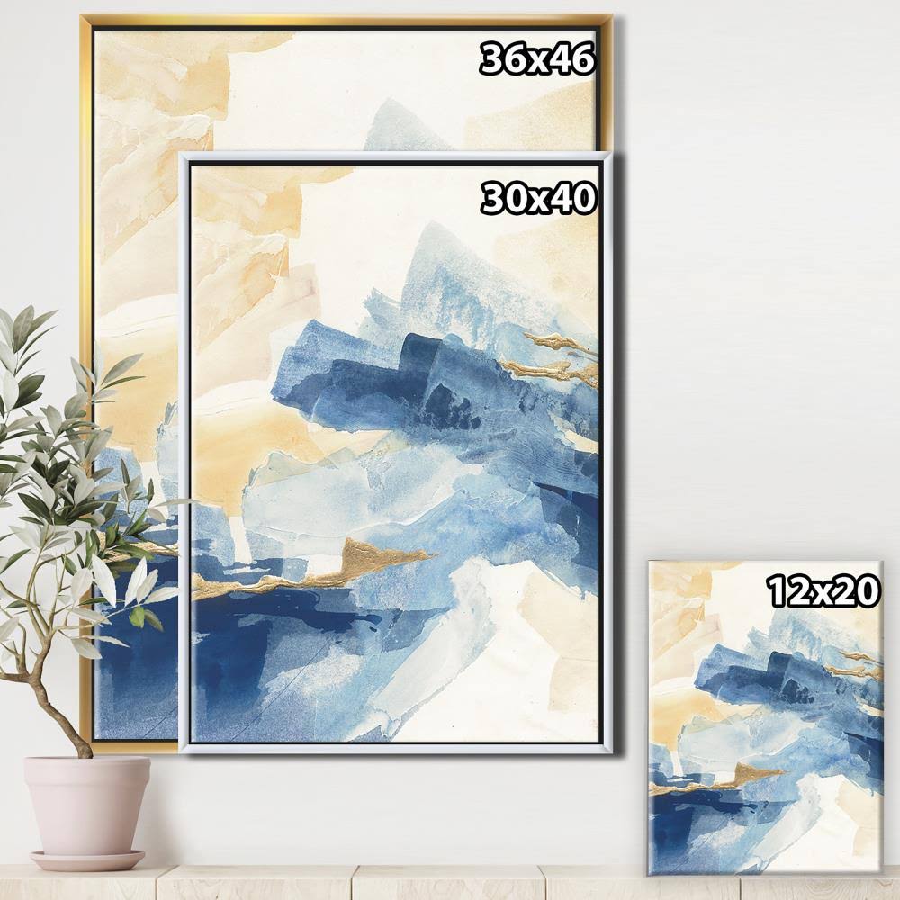 Metallic Gold Indigo II Framed Canvas, 30 inch x 40 inch, Blue P4730