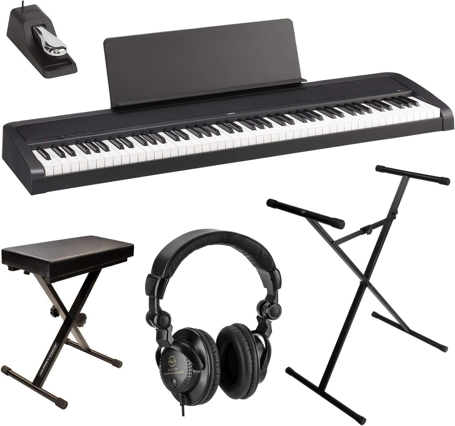 88-Key Digital Piano Bundle with Bench, Stand and Headphones H288