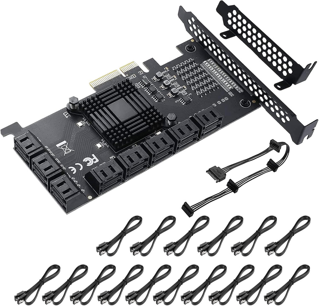 4X PCIE 8 SATA Card with 8 SATA Cables, PCIE to SATA 3.0 6 Gbps Controller, Pack of 2 I41294