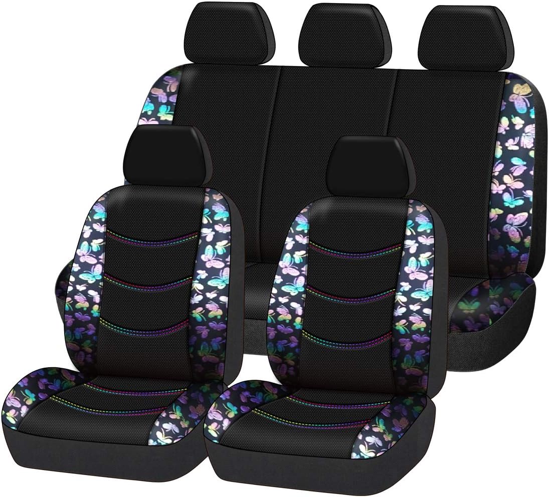 Butterfly Leather Car Seat Covers Full Set (Dark Blue) G33790