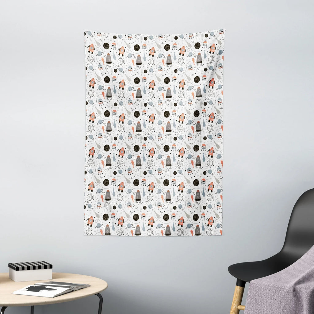 Pale Blue Coral Black 40W X 60L Inches Tapestry H998