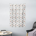 Pale Blue Coral Black 40W X 60L Inches Tapestry H998