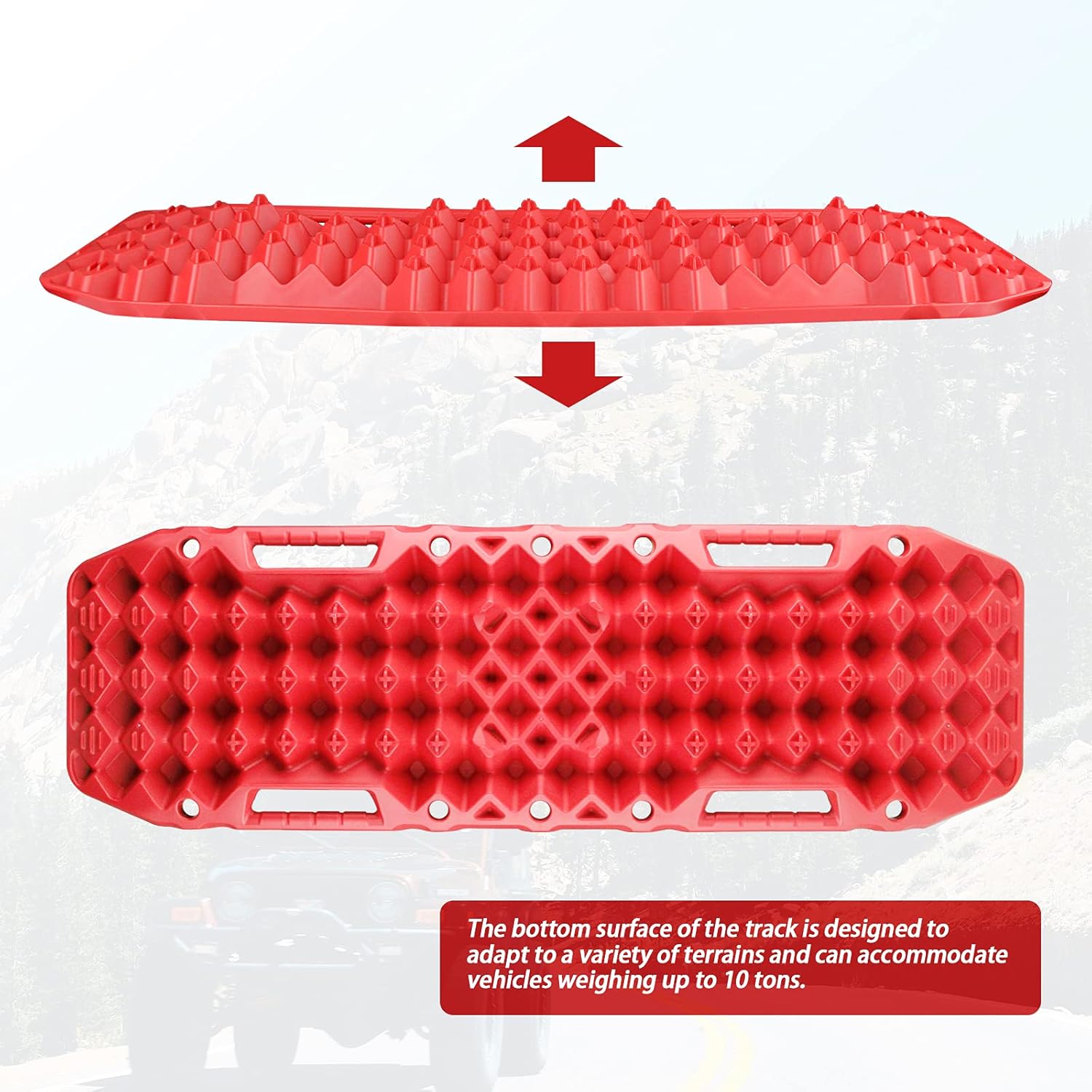 Recovery Tracks Traction Boards with Jack Lift Base Design, Red Pack of 2 D667936