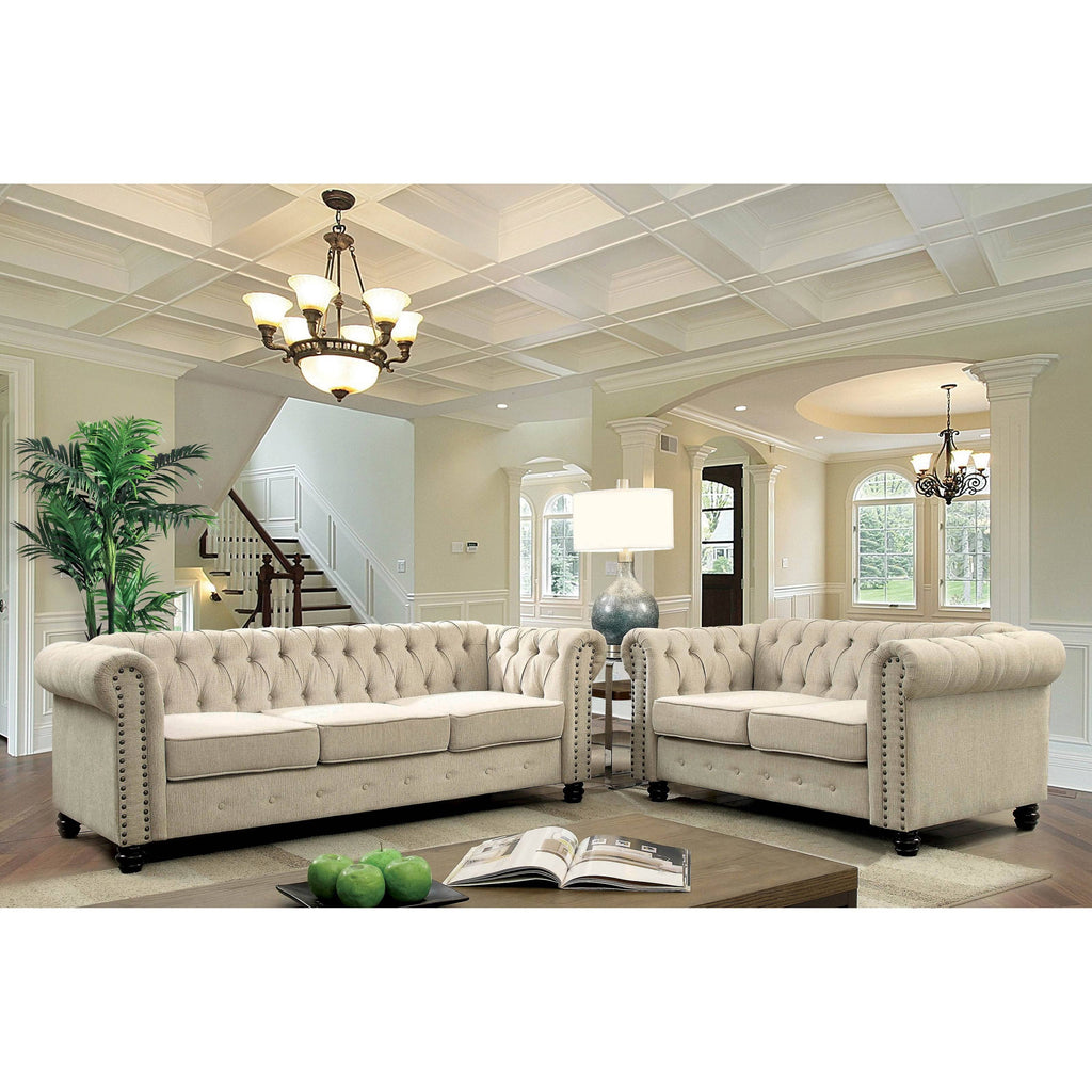 Grey Tufted Chesterfield Loveseat C4512