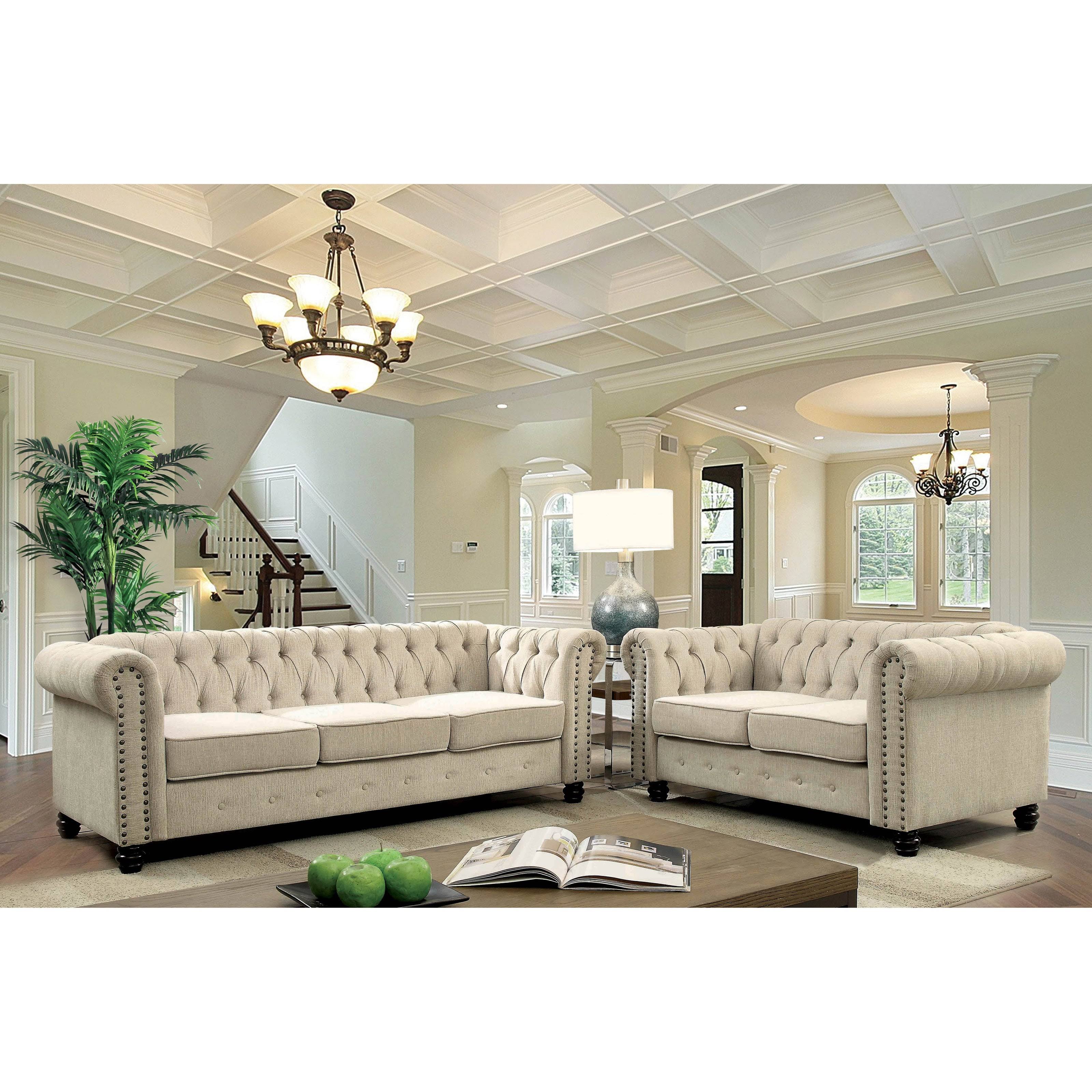 Grey Tufted Chesterfield Loveseat C4512