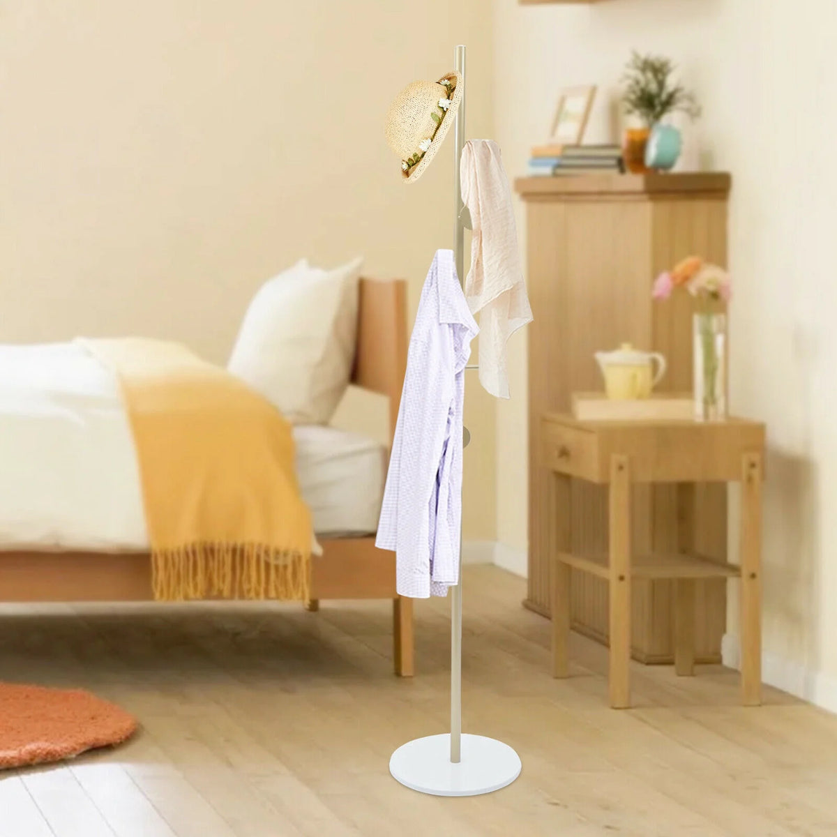 Modern Metal Coat Rack with Marble Base U154221