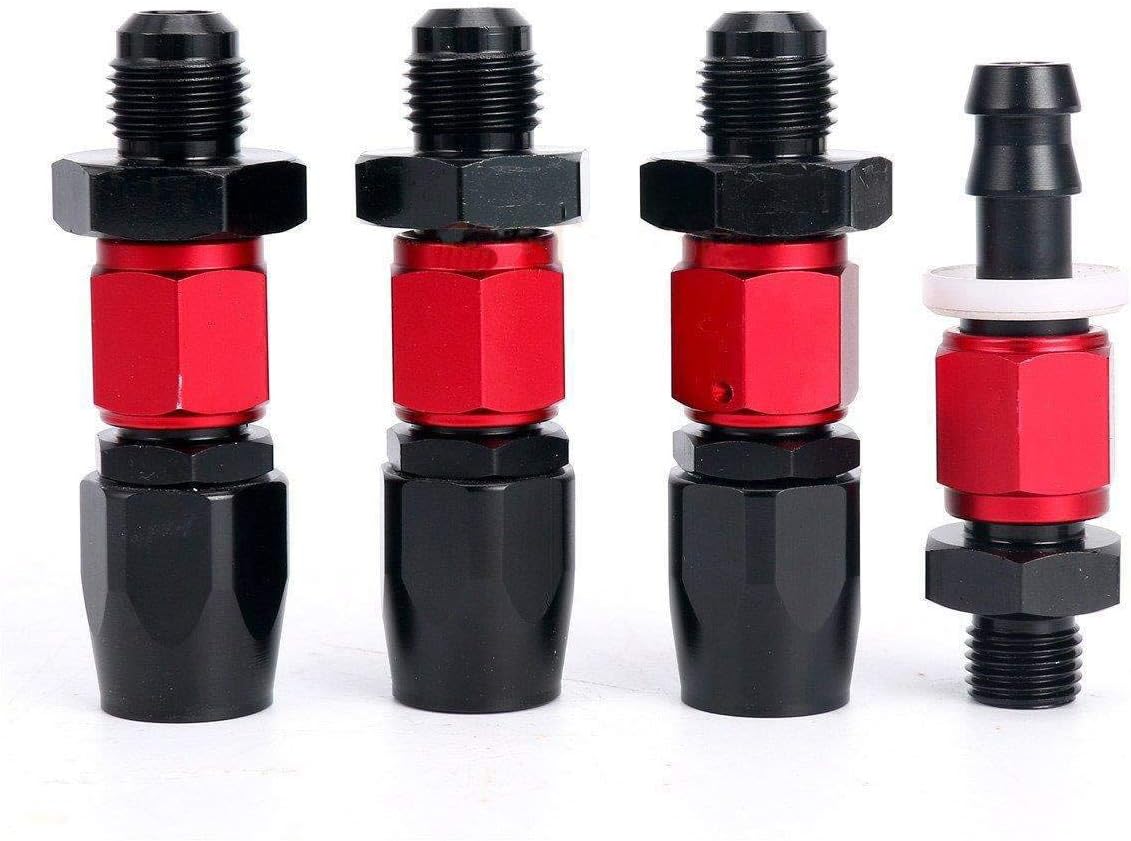Universal Adjustable Fuel Pressure Regulator Kit with AN6 Hose Fittings 100psi Gauge Black & Red Pack of 2 I13472