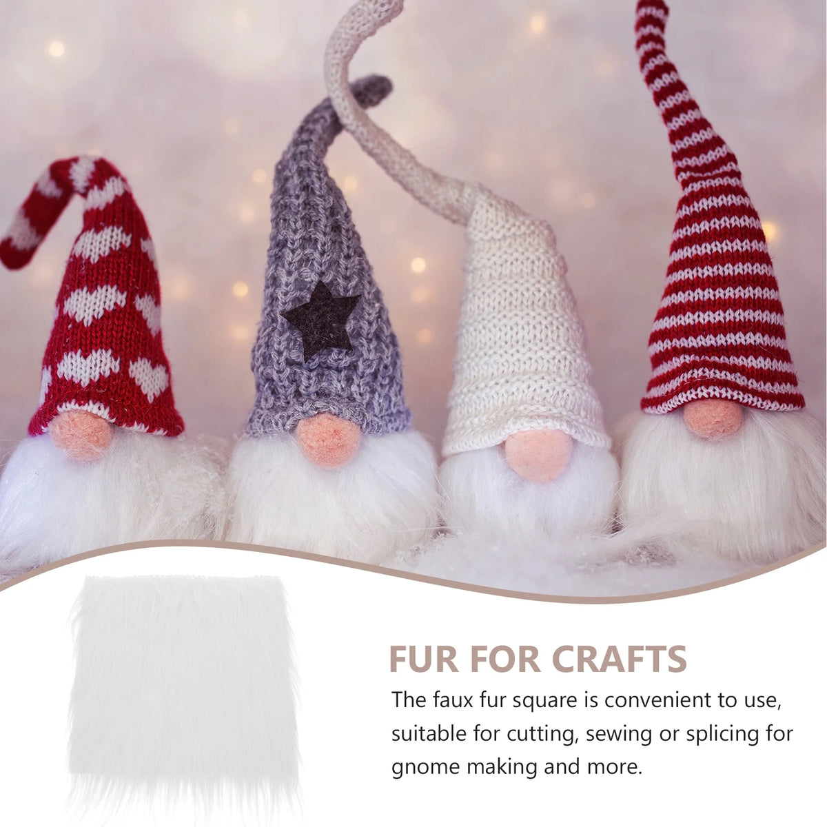 Craft Supply Decoration Gnome Doll DIY Making Supplies Including Square Faux Fur Fabric Wooden Balls D993477