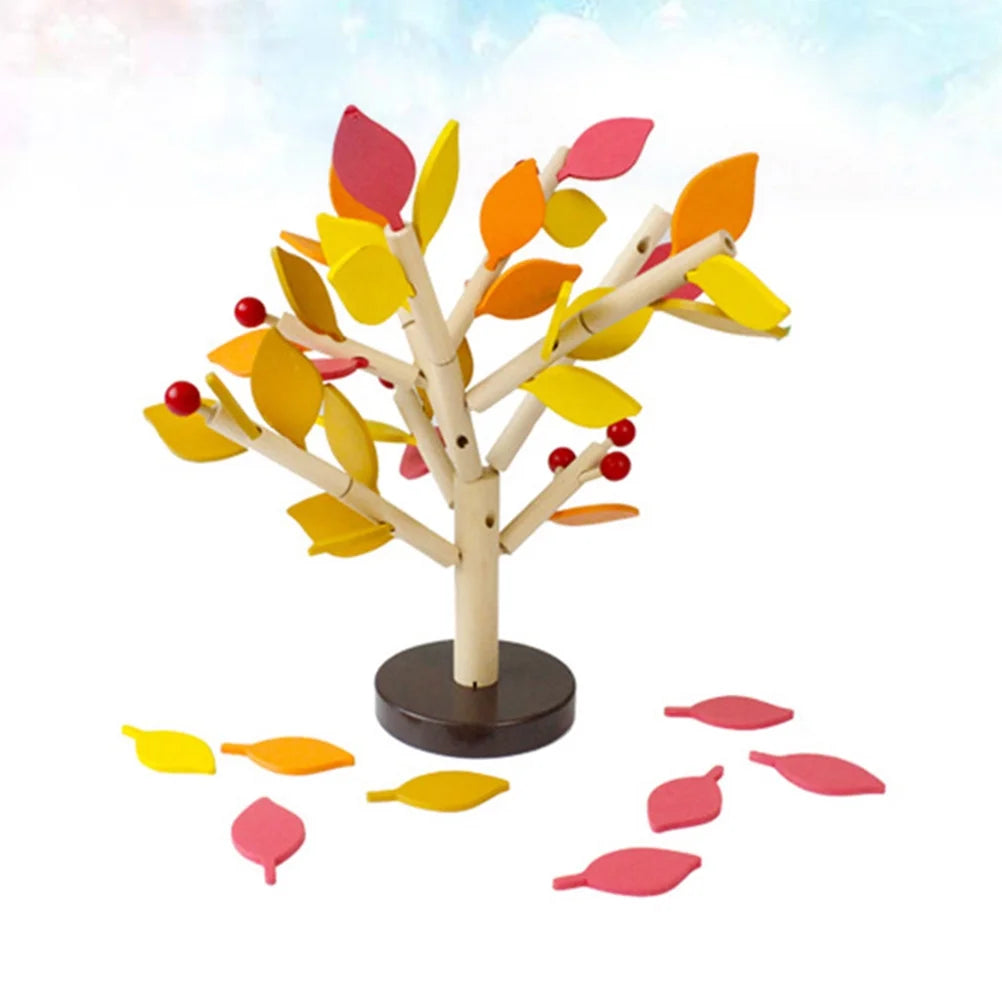 Creative Wooden Tree Blocks with Leaves 3D Building Set Toy Y8130