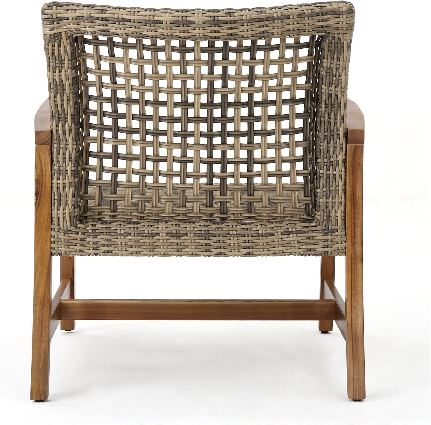 4-Pcs Set Wicker Club Chairs with Acacia Wood Frame D91388