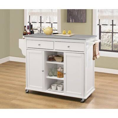 Natural and White Wood Kitchen Cart M3300