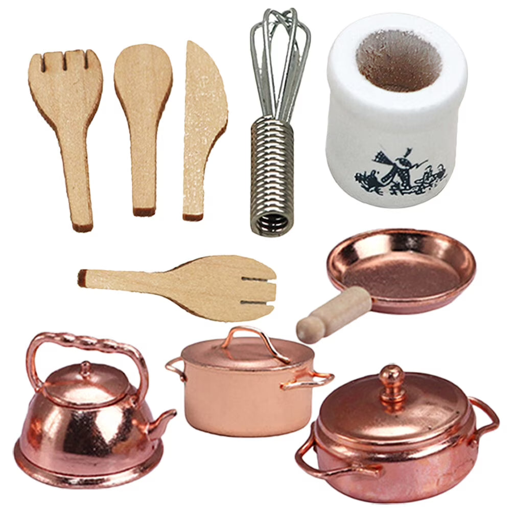 Mini Doll Furniture Metal Models Kids Educational Toys DIY Dollhouse Ornaments Pretend Cooking Pot B9118