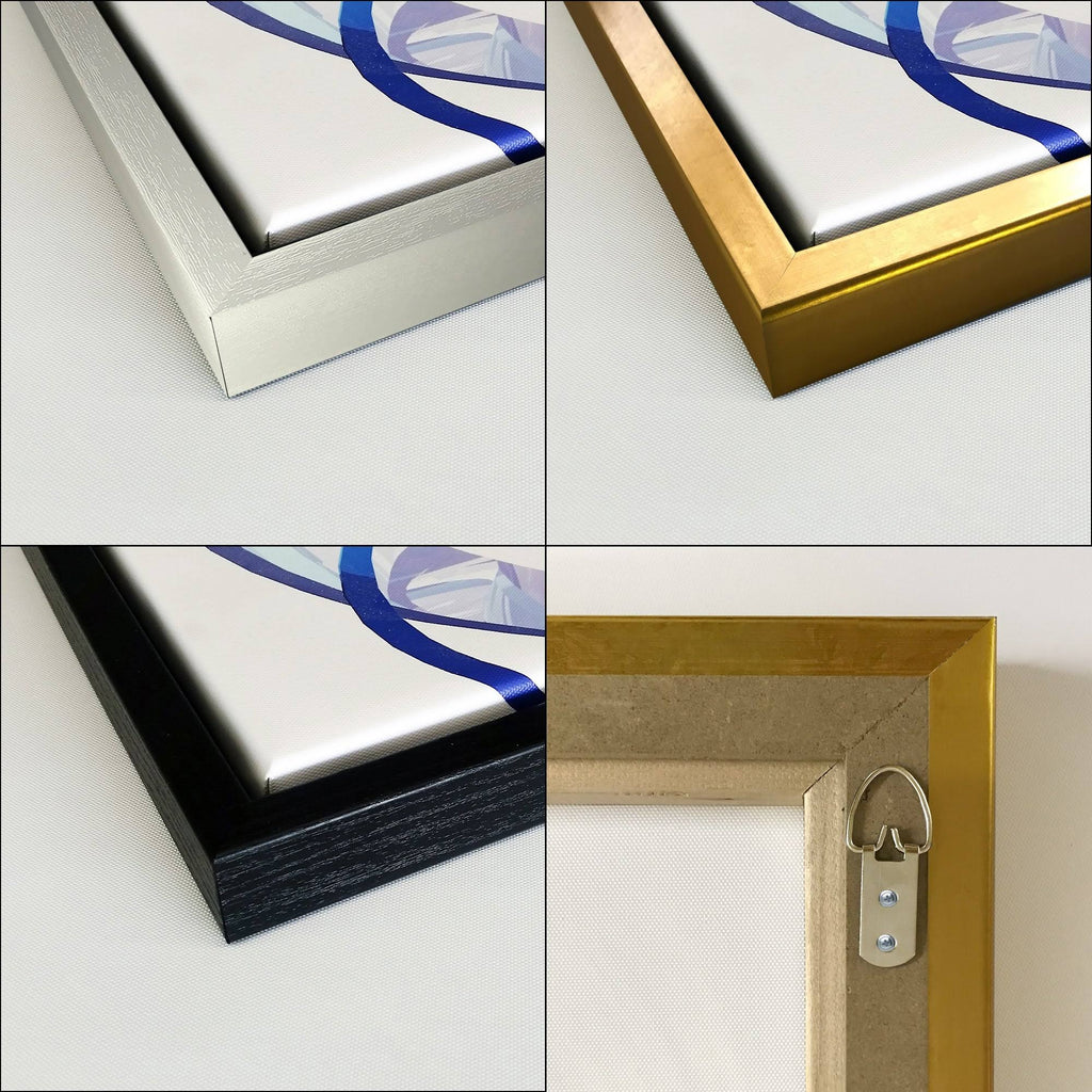 Metallic Gold Indigo II Framed Canvas, 30 inch x 40 inch, Blue P4730